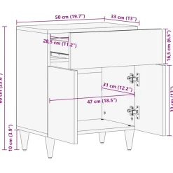 VIDAXL - Table de chevet gris clair 50x33x60 cm bois de manguier massif
