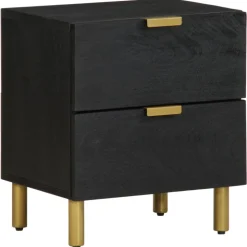 VIDAXL - Table de chevet noir 40x33x46 cm bois de manguier solide
