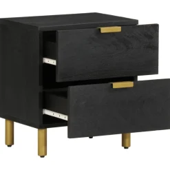 VIDAXL - Table de chevet noir 40x33x46 cm bois de manguier solide