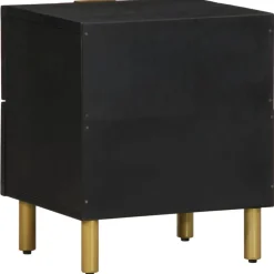 VIDAXL - Table de chevet noir 40x33x46 cm bois de manguier solide