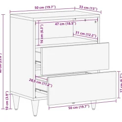 VIDAXL - Table de chevet 50x33x60 cm bois de manguier massif