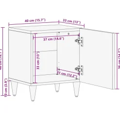 VIDAXL - Tables chevet 2 pcs gris clair 40x33x46 cm bois manguier solide