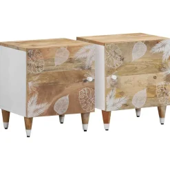VIDAXL - Tables de chevet 2 pcs 40x33,5x46 cm bois de manguier solide