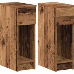 VIDAXL - Tables de chevet avec tiroir 2 pcs vieux bois 20x36x60 cm