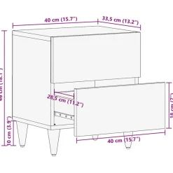 VIDAXL - Tables de chevet 2 pcs 40x33,5x46 cm bois de manguier solide