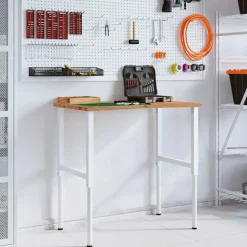 VIDAXL - Établi marron clair 100x60x(71,5-98) cm bois de chêne massif