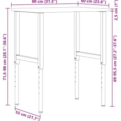 VIDAXL - Établi 80x60x(71,5-98) cm bois de chêne massif