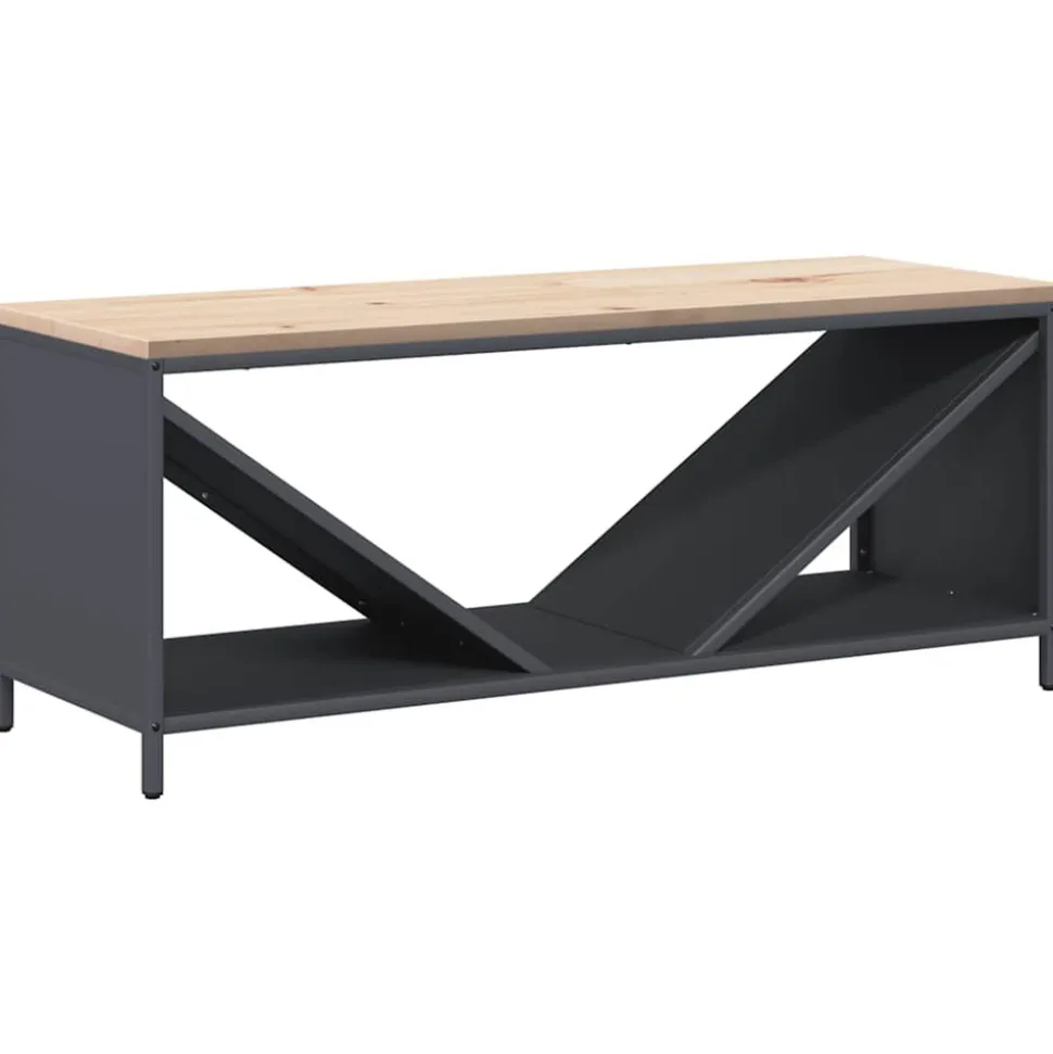 VIDAXL - Étagère à bois de chauffage avec plateau en bois anthracite