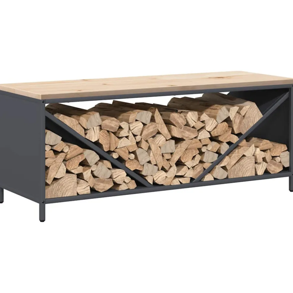 VIDAXL - Étagère à bois de chauffage avec plateau en bois anthracite