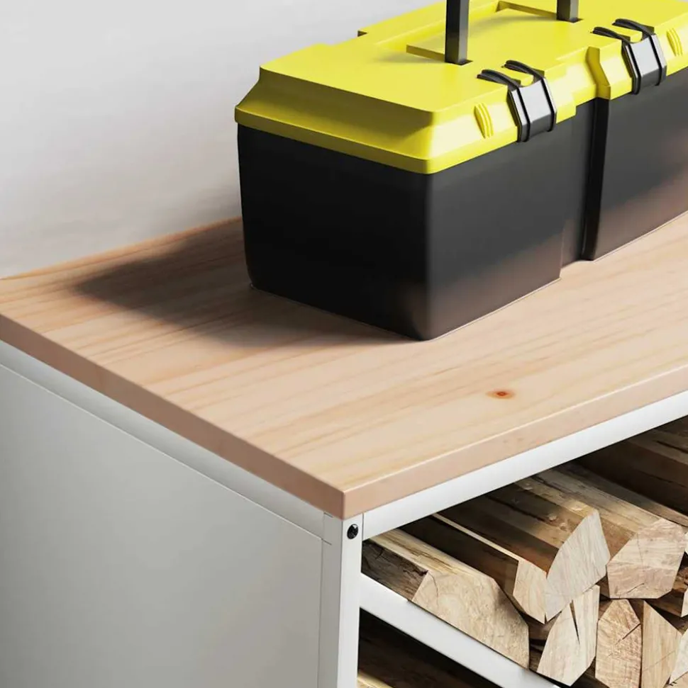 VIDAXL - Étagère à bois de chauffage avec plateau en bois blanc