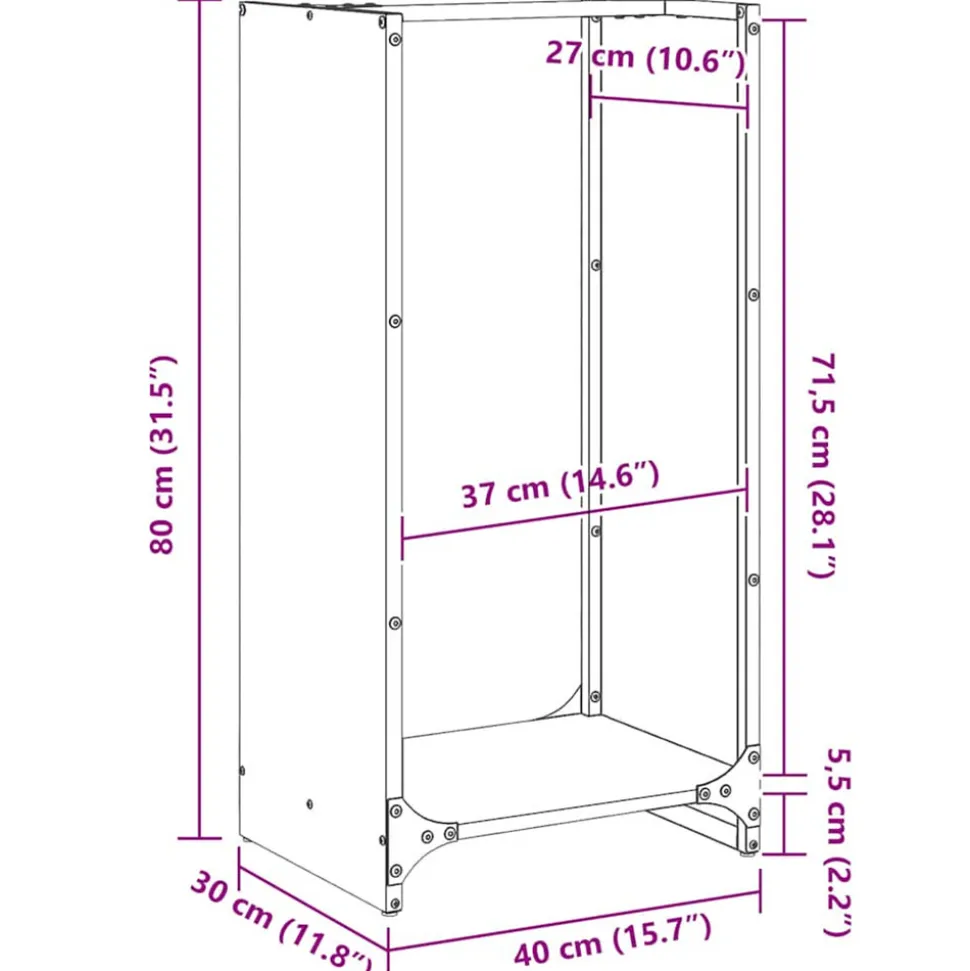 VIDAXL - Étagère à bois 40x30x80 cm acier résistant aux intempéries