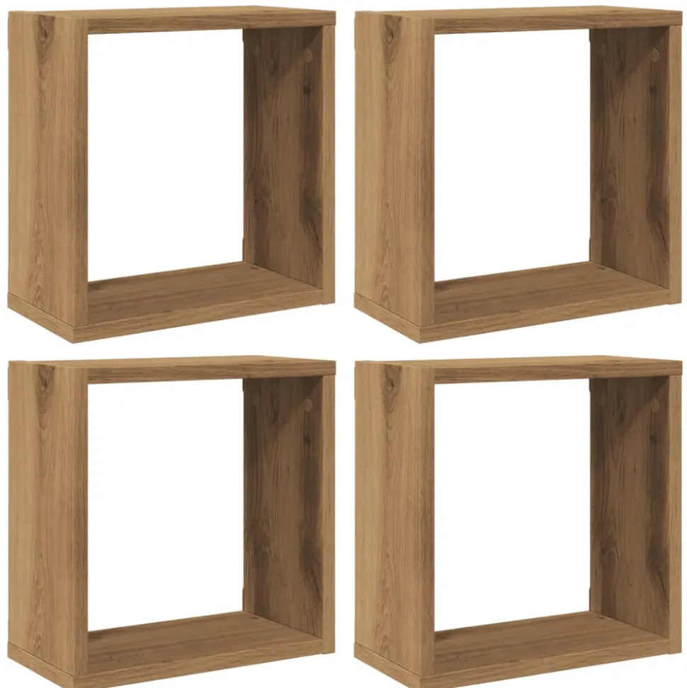 VIDAXL - Étagères cube murales 4 pcs chêne artisanal bois d'ingénierie