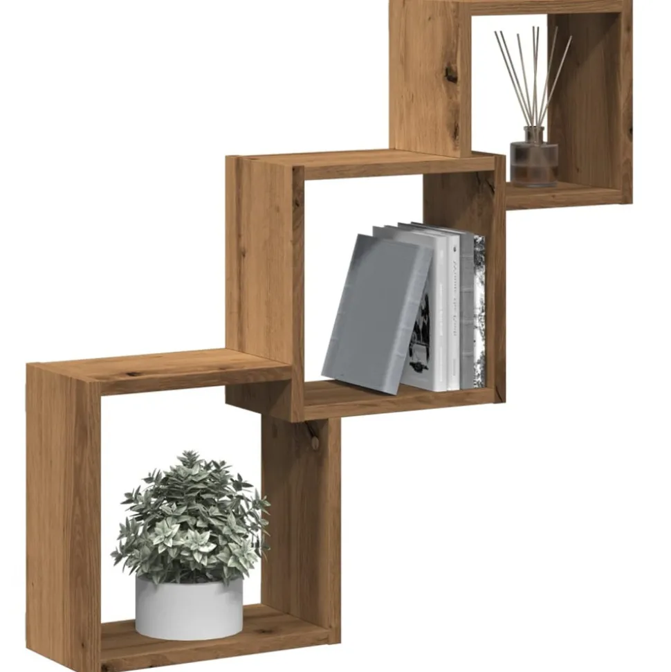 VIDAXL - Étagères murales forme de cube chêne artisanal bois ingénierie