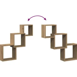 VIDAXL - Étagères murales forme de cube chêne artisanal bois ingénierie