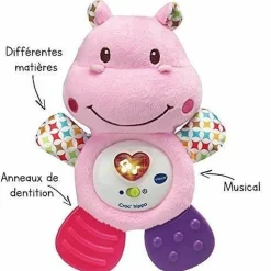 VTECH BABY - Hochet croc'hippo - peluche texturée rose