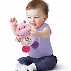 VTECH BABY - Hochet croc'hippo - peluche texturée rose