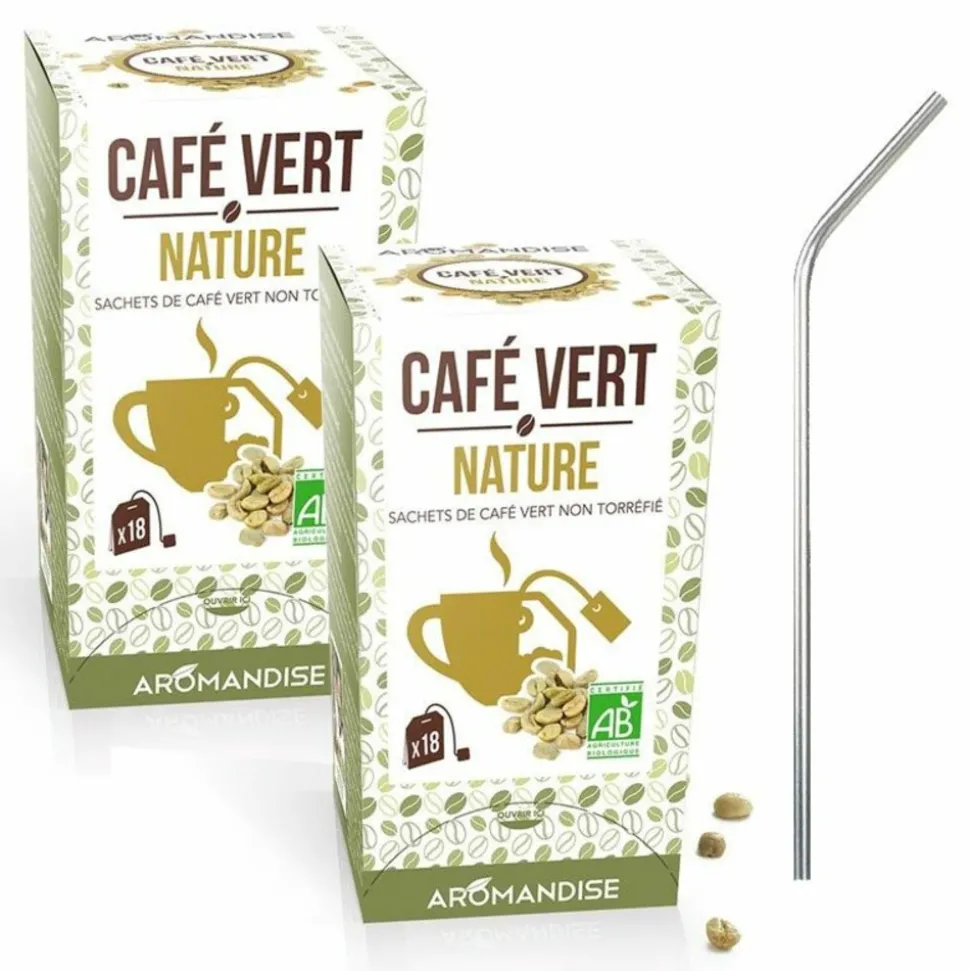 YOUDOIT - Café vert nature 36 sachets + 4 pailles en inox