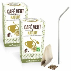 YOUDOIT - Café vert nature 36 sachets + 4 pailles en inox