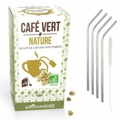YOUDOIT - Café vert nature 18 sachets + 4 pailles en inox