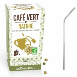 YOUDOIT - Café vert nature 18 sachets + 4 pailles en inox