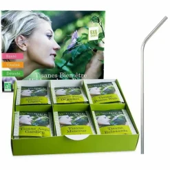 YOUDOIT - Coffret découverte tisanes 36 sachets + 4 pailles en inox