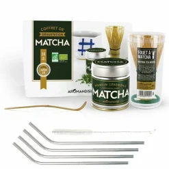 YOUDOIT - Coffret dégustation du thé matcha + 4 pailles en inox