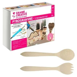 YOUDOIT - Coffret pyrogravure + couverts à salade bois à décorer