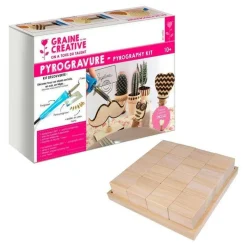 YOUDOIT - Coffret pyrogravure + 16 cubes en bois 6 cm