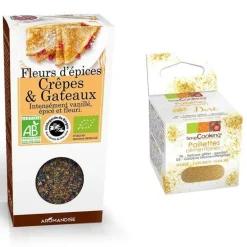 YOUDOIT - Fleurs d'épices crêpes et gâteaux + paillettes comestibles dorées