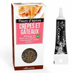 YOUDOIT - Fleurs d'épices crêpes et gâteaux + stylo de glaçage noir