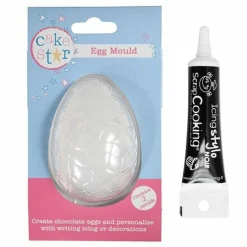 YOUDOIT - Moule rigide oeuf en chocolat 8,7 x 6 x 2,9 cm + stylo glaçage noir