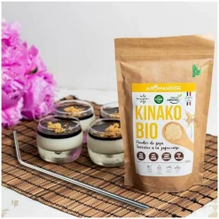YOUDOIT - Poudre de soja torréfié bio kinako 80 g + 4 pailles en inox