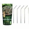 YOUDOIT - Thé vert bio japonais genmaicha 100 g + 4 pailles en inox