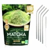 YOUDOIT - Thé vert bio matcha en poudre 50 g + 4 pailles en inox