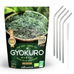 YOUDOIT - Thé vert gyokuro 50 g + 4 pailles en inox
