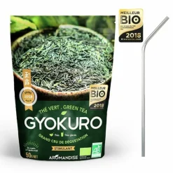 YOUDOIT - Thé vert gyokuro 50 g + 4 pailles en inox